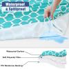 imageSmiry 2 Pack Rectangle Table Cloth 6 Foot Waterproof Elastic Fitted Tablecloths Windproof Washable Polyester Table Cover for Picnic Camping Outdoor Grey 30quotx72quotAqua