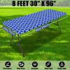imageSmiry 2 Pack Rectangle Table Cloth 6 Foot Waterproof Elastic Fitted Tablecloths Windproof Washable Polyester Table Cover for Picnic Camping Outdoor Grey 30quotx72quotBlue