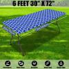 imageSmiry 2 Pack Rectangle Table Cloth 6 Foot Waterproof Elastic Fitted Tablecloths Windproof Washable Polyester Table Cover for Picnic Camping Outdoor Grey 30quotx72quotBlue