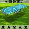imageSmiry 2 Pack Rectangle Table Cloth 6 Foot Waterproof Elastic Fitted Tablecloths Windproof Washable Polyester Table Cover for Picnic Camping Outdoor Grey 30quotx72quotTeal