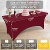 imageSmiry 2 Pack Spandex Table Cloth 6FT Elastic Fitted Stretch Tablecloths Washable and Wrinkle Free Rectangular Patio Table Cover for Outdoor Wedding Banquet ampamp Parties Navy 72Lx30Wx30H InchWine Red