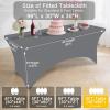 imageSmiry 2 Pack Spandex Table Cloth 6FT Elastic Fitted Stretch Tablecloths Washable and Wrinkle Free Rectangular Patio Table Cover for Outdoor Wedding Banquet ampamp Parties Navy 72Lx30Wx30H InchGrey