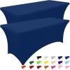 imageSmiry 2 Pack Spandex Table Cloth 6FT Elastic Fitted Stretch Tablecloths Washable and Wrinkle Free Rectangular Patio Table Cover for Outdoor Wedding Banquet ampamp Parties Navy 72Lx30Wx30H InchNavy
