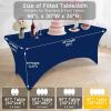 imageSmiry 2 Pack Spandex Table Cloth 6FT Elastic Fitted Stretch Tablecloths Washable and Wrinkle Free Rectangular Patio Table Cover for Outdoor Wedding Banquet ampamp Parties Navy 72Lx30Wx30H InchNavy