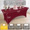 imageSmiry 2 Pack Spandex Table Cloth 6FT Elastic Fitted Stretch Tablecloths Washable and Wrinkle Free Rectangular Patio Table Cover for Outdoor Wedding Banquet ampamp Parties Navy 72Lx30Wx30H InchWine Red