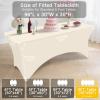 imageSmiry 2 Pack Spandex Table Cloth 6FT Elastic Fitted Stretch Tablecloths Washable and Wrinkle Free Rectangular Patio Table Cover for Outdoor Wedding Banquet ampamp Parties Navy 72Lx30Wx30H InchBeige