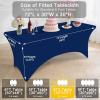 imageSmiry 2 Pack Spandex Table Cloth 6FT Elastic Fitted Stretch Tablecloths Washable and Wrinkle Free Rectangular Patio Table Cover for Outdoor Wedding Banquet ampamp Parties Navy 72Lx30Wx30H InchNavy