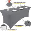 imageSmiry 2 Pack Spandex Table Cloth 6FT Elastic Fitted Stretch Tablecloths Washable and Wrinkle Free Rectangular Patio Table Cover for Outdoor Wedding Banquet ampamp Parties Navy 72Lx30Wx30H InchGrey