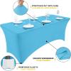imageSmiry 2 Pack Spandex Table Cloth 6FT Elastic Fitted Stretch Tablecloths Washable and Wrinkle Free Rectangular Patio Table Cover for Outdoor Wedding Banquet ampamp Parties Navy 72Lx30Wx30H InchBlue Mist
