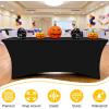 imageSmiry 2 Pack Spandex Table Cloth 6FT Elastic Fitted Stretch Tablecloths Washable and Wrinkle Free Rectangular Patio Table Cover for Outdoor Wedding Banquet ampamp Parties Navy 72Lx30Wx30H InchBlack