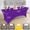 imageSmiry 2 Pack Spandex Table Cloth 6FT Elastic Fitted Stretch Tablecloths Washable and Wrinkle Free Rectangular Patio Table Cover for Outdoor Wedding Banquet ampamp Parties Navy 72Lx30Wx30H InchPurple