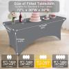 imageSmiry 2 Pack Spandex Table Cloth 6FT Elastic Fitted Stretch Tablecloths Washable and Wrinkle Free Rectangular Patio Table Cover for Outdoor Wedding Banquet ampamp Parties Navy 72Lx30Wx30H InchGrey