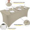 imageSmiry 2 Pack Spandex Table Cloth 6FT Elastic Fitted Stretch Tablecloths Washable and Wrinkle Free Rectangular Patio Table Cover for Outdoor Wedding Banquet ampamp Parties Navy 72Lx30Wx30H InchTaupe
