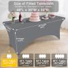 imageSmiry 2 Pack Spandex Table Cloth 6FT Elastic Fitted Stretch Tablecloths Washable and Wrinkle Free Rectangular Patio Table Cover for Outdoor Wedding Banquet ampamp Parties Navy 72Lx30Wx30H InchGrey