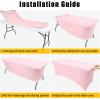 imageSmiry 2 Pack Spandex Table Cloth 6FT Elastic Fitted Stretch Tablecloths Washable and Wrinkle Free Rectangular Patio Table Cover for Outdoor Wedding Banquet ampamp Parties Navy 72Lx30Wx30H InchPink