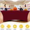 imageSmiry 2 Pack Spandex Table Cloth 6FT Elastic Fitted Stretch Tablecloths Washable and Wrinkle Free Rectangular Patio Table Cover for Outdoor Wedding Banquet ampamp Parties Navy 72Lx30Wx30H InchWine Red