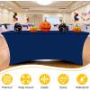 imageSmiry 2 Pack Spandex Table Cloth 6FT Elastic Fitted Stretch Tablecloths Washable and Wrinkle Free Rectangular Patio Table Cover for Outdoor Wedding Banquet ampamp Parties Navy 72Lx30Wx30H InchNavy