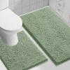 imageSmiry Bathroom Rugs Set 2 Piece Soft Absorbent Chenille Bath Mat and UShaped Toilet Rug Set Non Slip Shaggy Bath Carpet for Tub Shower and Floor 30x2024x20 BlackSage Green