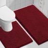 imageSmiry Bathroom Rugs Set 2 Piece Soft Absorbent Chenille Bath Mat and UShaped Toilet Rug Set Non Slip Shaggy Bath Carpet for Tub Shower and Floor 30x2024x20 BlackRed