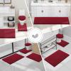 imageSmiry Bathroom Rugs Set 2 Piece Soft Absorbent Chenille Bath Mat and UShaped Toilet Rug Set Non Slip Shaggy Bath Carpet for Tub Shower and Floor 30x2024x20 BlackRed