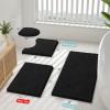 imageSmiry Bathroom Rugs Set 2 Piece Soft Absorbent Chenille Bath Mat and UShaped Toilet Rug Set Non Slip Shaggy Bath Carpet for Tub Shower and Floor 30x2024x20 BlackBlack