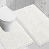 imageSmiry Bathroom Rugs Set 2 Piece Soft Absorbent Chenille Bath Mat and UShaped Toilet Rug Set Non Slip Shaggy Bath Carpet for Tub Shower and Floor 30x2024x20 BlackIvory