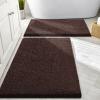 imageSmiry Bathroom Rugs Set 2 Piece Soft Absorbent Chenille Bath Mat and UShaped Toilet Rug Set Non Slip Shaggy Bath Carpet for Tub Shower and Floor 30x2024x20 BlackBrown