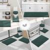imageSmiry Bathroom Rugs Set 2 Piece Soft Absorbent Chenille Bath Mat and UShaped Toilet Rug Set Non Slip Shaggy Bath Carpet for Tub Shower and Floor 30x2024x20 BlackGreen
