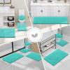 imageSmiry Bathroom Rugs Set 2 Piece Soft Absorbent Chenille Bath Mat and UShaped Toilet Rug Set Non Slip Shaggy Bath Carpet for Tub Shower and Floor 30x2024x20 BlackTurquoise