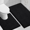 imageSmiry Bathroom Rugs Set 2 Piece Soft Absorbent Chenille Bath Mat and UShaped Toilet Rug Set Non Slip Shaggy Bath Carpet for Tub Shower and Floor 30x2024x20 BlackBlack
