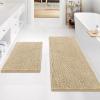 imageSmiry Bathroom Rugs Set 2 Piece Soft Absorbent Chenille Bath Mat and UShaped Toilet Rug Set Non Slip Shaggy Bath Carpet for Tub Shower and Floor 30x2024x20 BlackBeige