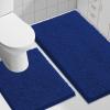 imageSmiry Bathroom Rugs Set 2 Piece Soft Absorbent Chenille Bath Mat and UShaped Toilet Rug Set Non Slip Shaggy Bath Carpet for Tub Shower and Floor 30x2024x20 BlackRoyal Blue