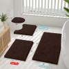 imageSmiry Bathroom Rugs Set 2 Piece Soft Absorbent Chenille Bath Mat and UShaped Toilet Rug Set Non Slip Shaggy Bath Carpet for Tub Shower and Floor 30x2024x20 BlackBrown