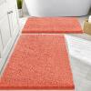 imageSmiry Bathroom Rugs Set 2 Piece Soft Absorbent Chenille Bath Mat and UShaped Toilet Rug Set Non Slip Shaggy Bath Carpet for Tub Shower and Floor 30x2024x20 BlackCoral