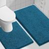 imageSmiry Bathroom Rugs Set 2 Piece Soft Absorbent Chenille Bath Mat and UShaped Toilet Rug Set Non Slip Shaggy Bath Carpet for Tub Shower and Floor 30x2024x20 BlackPeacock Blue