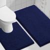 imageSmiry Bathroom Rugs Set 2 Piece Soft Absorbent Chenille Bath Mat and UShaped Toilet Rug Set Non Slip Shaggy Bath Carpet for Tub Shower and Floor 30x2024x20 BlackNavy Blue