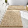 imageSmiry Bathroom Rugs Set 2 Piece Soft Absorbent Chenille Bath Mat and UShaped Toilet Rug Set Non Slip Shaggy Bath Carpet for Tub Shower and Floor 30x2024x20 BlackBeige