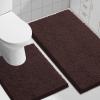imageSmiry Bathroom Rugs Set 2 Piece Soft Absorbent Chenille Bath Mat and UShaped Toilet Rug Set Non Slip Shaggy Bath Carpet for Tub Shower and Floor 30x2024x20 BlackBrown