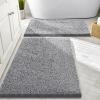 imageSmiry Bathroom Rugs Set 2 Piece Soft Absorbent Chenille Bath Mat and UShaped Toilet Rug Set Non Slip Shaggy Bath Carpet for Tub Shower and Floor 30x2024x20 BlackGrey