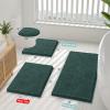 imageSmiry Bathroom Rugs Set 2 Piece Soft Absorbent Chenille Bath Mat and UShaped Toilet Rug Set Non Slip Shaggy Bath Carpet for Tub Shower and Floor 30x2024x20 BlackGreen