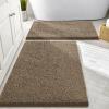 imageSmiry Bathroom Rugs Set 2 Piece Soft Absorbent Chenille Bath Mat and UShaped Toilet Rug Set Non Slip Shaggy Bath Carpet for Tub Shower and Floor 30x2024x20 BlackCamel