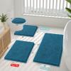 imageSmiry Bathroom Rugs Set 2 Piece Soft Absorbent Chenille Bath Mat and UShaped Toilet Rug Set Non Slip Shaggy Bath Carpet for Tub Shower and Floor 30x2024x20 BlackPeacock Blue