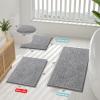 imageSmiry Bathroom Rugs Set 2 Piece Soft Absorbent Chenille Bath Mat and UShaped Toilet Rug Set Non Slip Shaggy Bath Carpet for Tub Shower and Floor 30x2024x20 BlackGrey