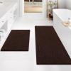 imageSmiry Bathroom Rugs Set 2 Piece Soft Absorbent Chenille Bath Mat and UShaped Toilet Rug Set Non Slip Shaggy Bath Carpet for Tub Shower and Floor 30x2024x20 BlackBrown