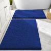imageSmiry Bathroom Rugs Set 2 Piece Soft Absorbent Chenille Bath Mat and UShaped Toilet Rug Set Non Slip Shaggy Bath Carpet for Tub Shower and Floor 30x2024x20 BlackRoyal Blue