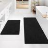 imageSmiry Bathroom Rugs Set 2 Piece Soft Absorbent Chenille Bath Mat and UShaped Toilet Rug Set Non Slip Shaggy Bath Carpet for Tub Shower and Floor 30x2024x20 BlackBlack