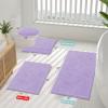 imageSmiry Bathroom Rugs Set 2 Piece Soft Absorbent Chenille Bath Mat and UShaped Toilet Rug Set Non Slip Shaggy Bath Carpet for Tub Shower and Floor 30x2024x20 BlackPurple