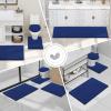 imageSmiry Bathroom Rugs Set 2 Piece Soft Absorbent Chenille Bath Mat and UShaped Toilet Rug Set Non Slip Shaggy Bath Carpet for Tub Shower and Floor 30x2024x20 BlackRoyal Blue