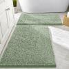 imageSmiry Bathroom Rugs Set 2 Piece Soft Absorbent Chenille Bath Mat and UShaped Toilet Rug Set Non Slip Shaggy Bath Carpet for Tub Shower and Floor 30x2024x20 BlackSage Green