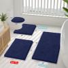 imageSmiry Bathroom Rugs Set 2 Piece Soft Absorbent Chenille Bath Mat and UShaped Toilet Rug Set Non Slip Shaggy Bath Carpet for Tub Shower and Floor 30x2024x20 BlackNavy Blue